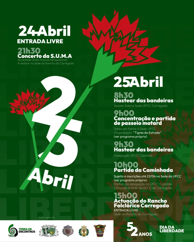 Concertos do 25 de Abril 2026 em Carregado
