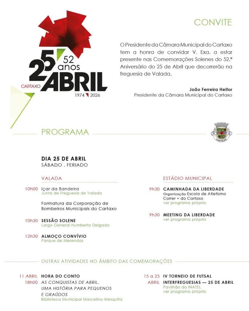 Concertos do 25 de Abril 2026 em Cartaxo
