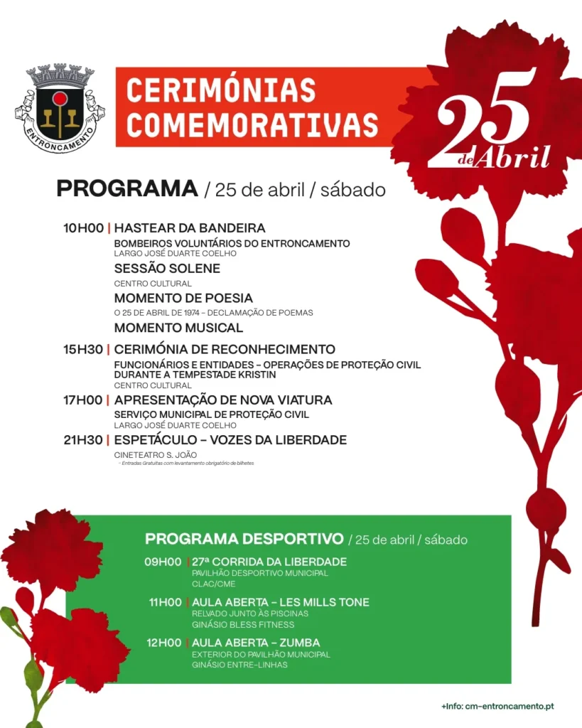 Concertos do 25 de Abril 2026 em Entroncamento