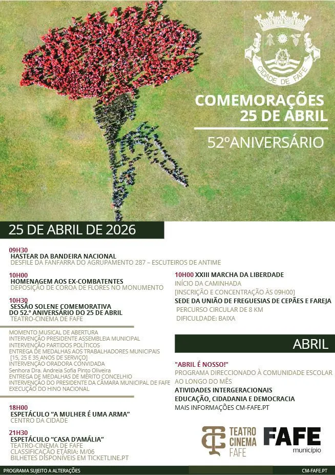 Concertos do 25 de Abril 2026 em Fafe