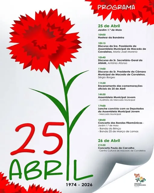 Concertos do 25 de Abril 2026 em Macedo de Cavaleiros