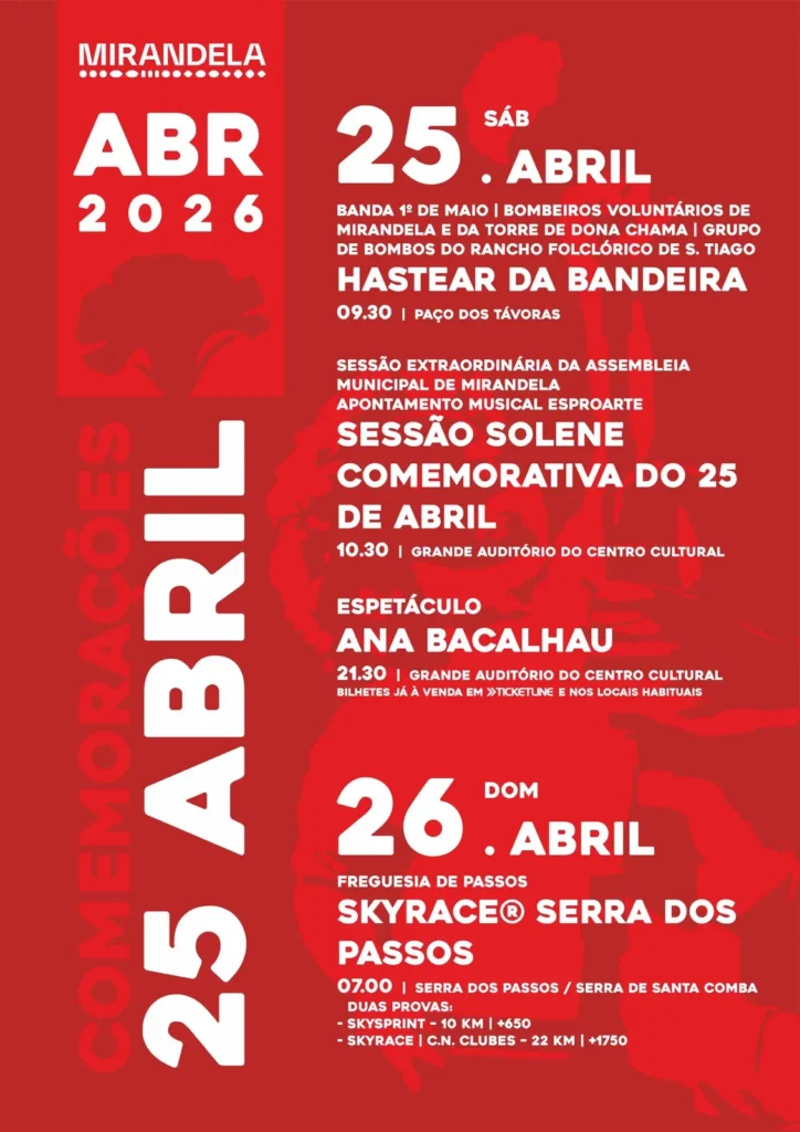 Concertos do 25 de Abril 2026 em Mirandela