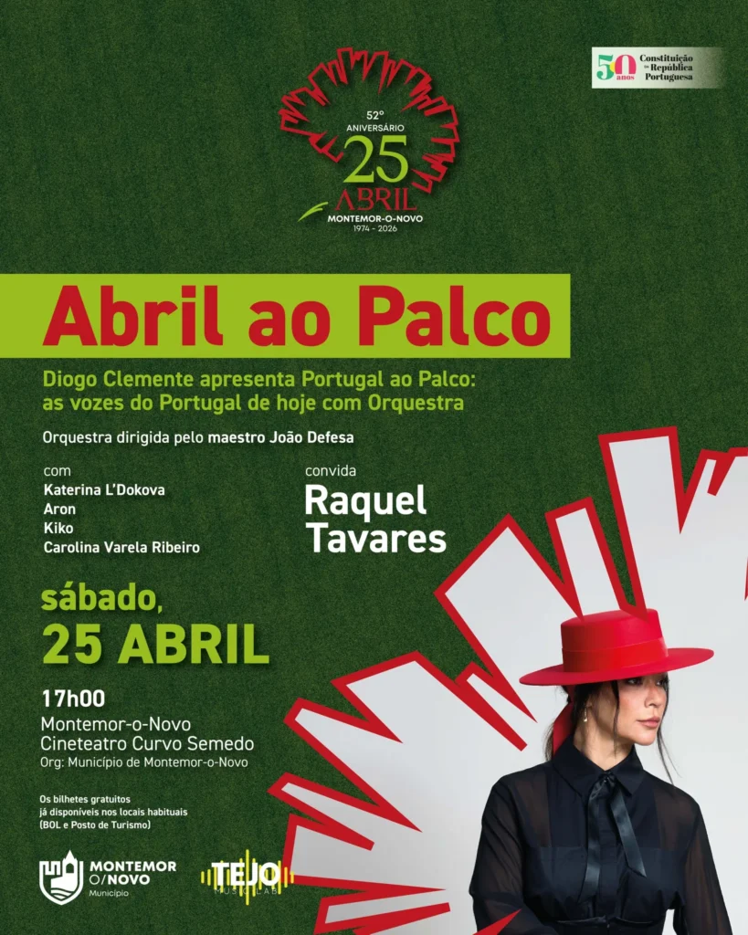 Concertos do 25 de Abril 2026 em Montemor-o-Novo