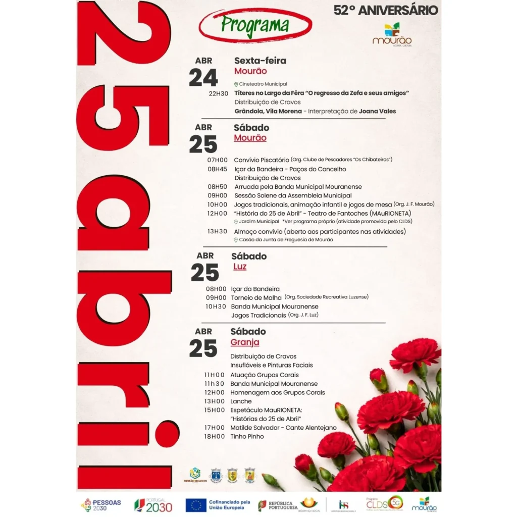 Concertos do 25 de Abril 2026 em Mourão