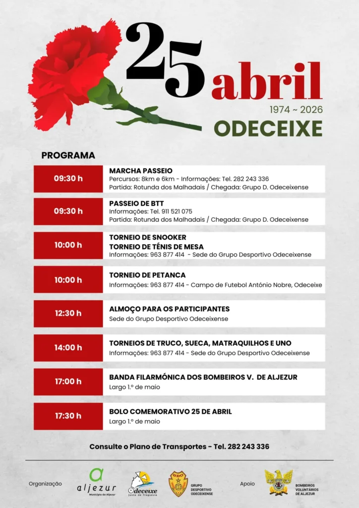 Concertos do 25 de Abril 2026 em Odeceixe