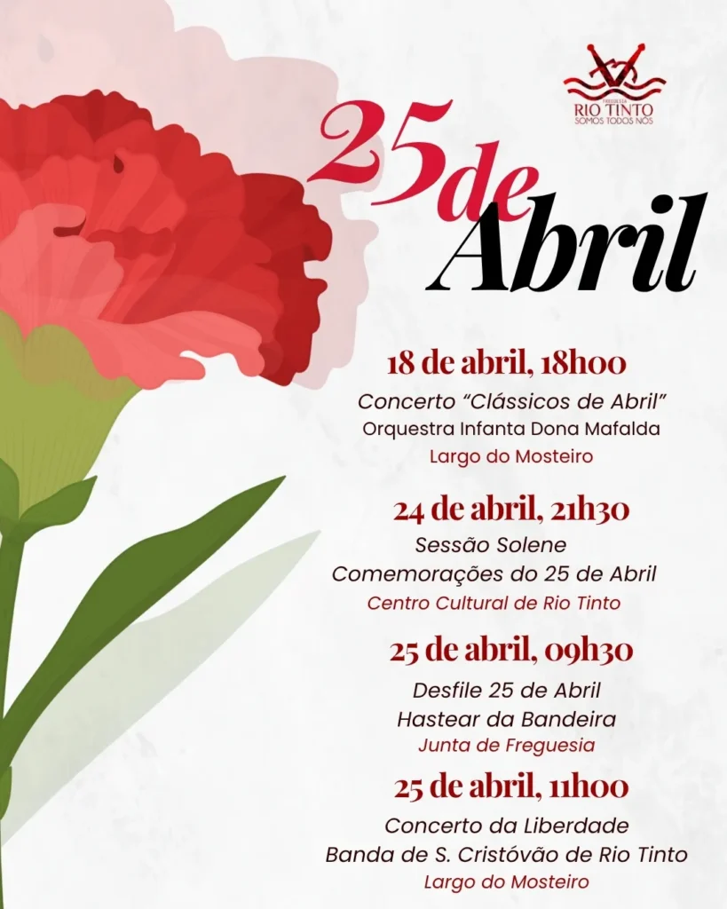 Concertos do 25 de Abril 2026 em Rio Tinto