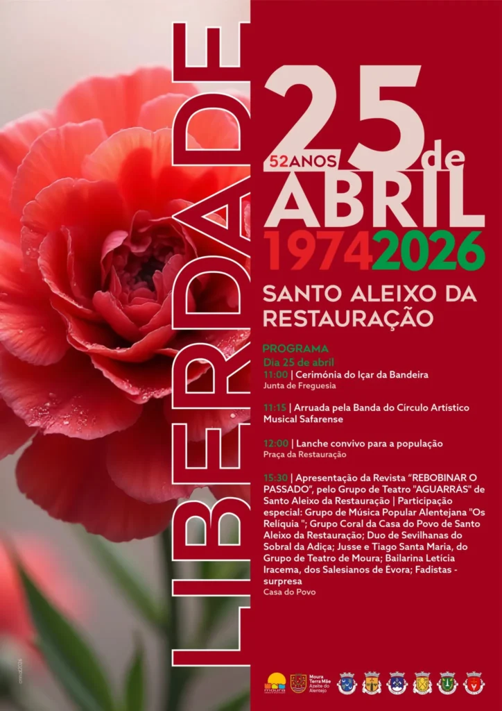 Concertos do 25 de Abril 2026 em Santo Aleixo da Restauração