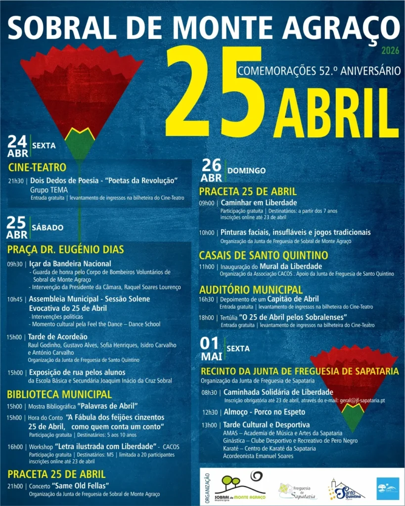 Concertos do 25 de Abril 2026 em Sobral de Monte Agraço