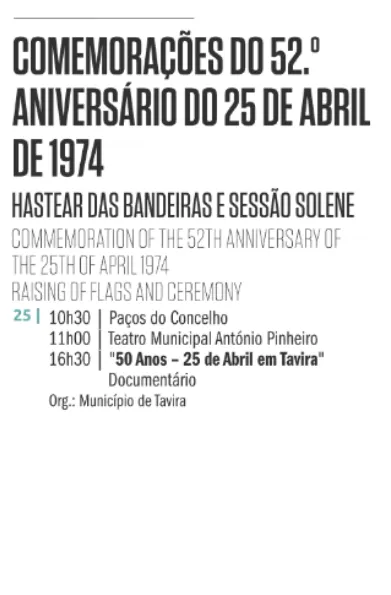 Concertos do 25 de Abril 2026 em Tavira