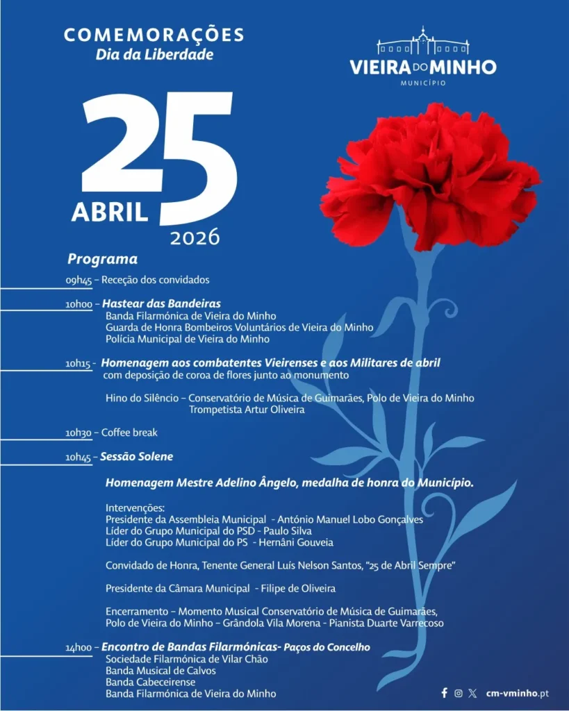 Concertos do 25 de Abril 2026 em Vieira do Minho