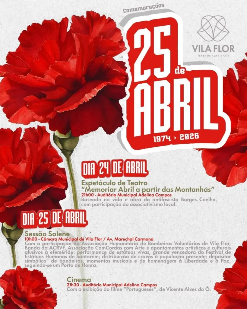 Concertos do 25 de Abril 2026 em Vila Flor