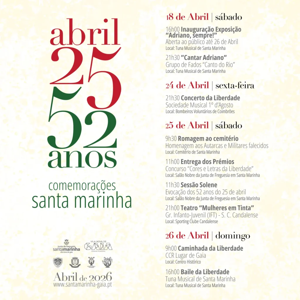 Concertos do 25 de Abril 2026 em Vila Nova de Gaia