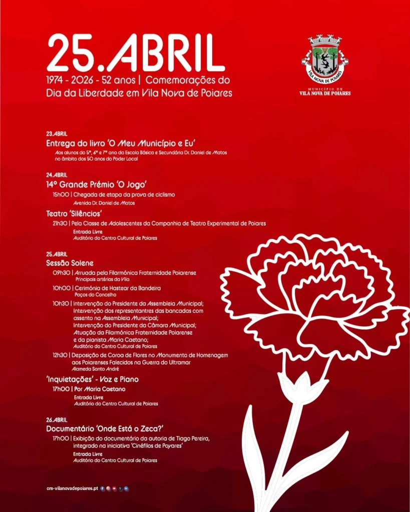 Concertos do 25 de Abril 2026 em Vila Nova de Poiares