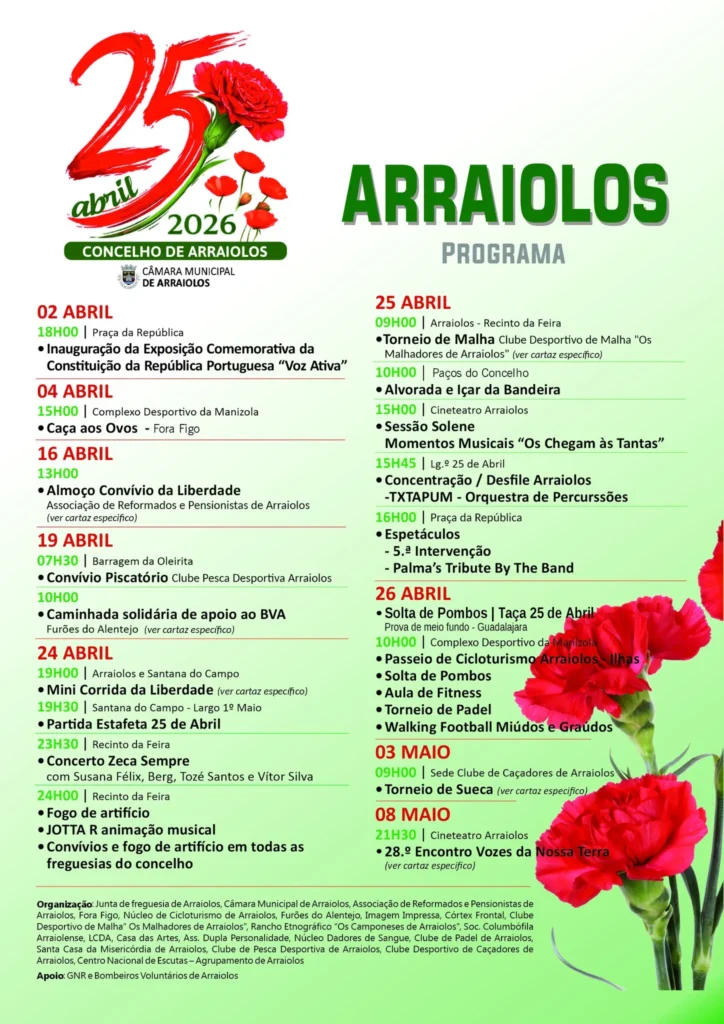 Concertos do 25 de Abril 2026 em Arraiolos