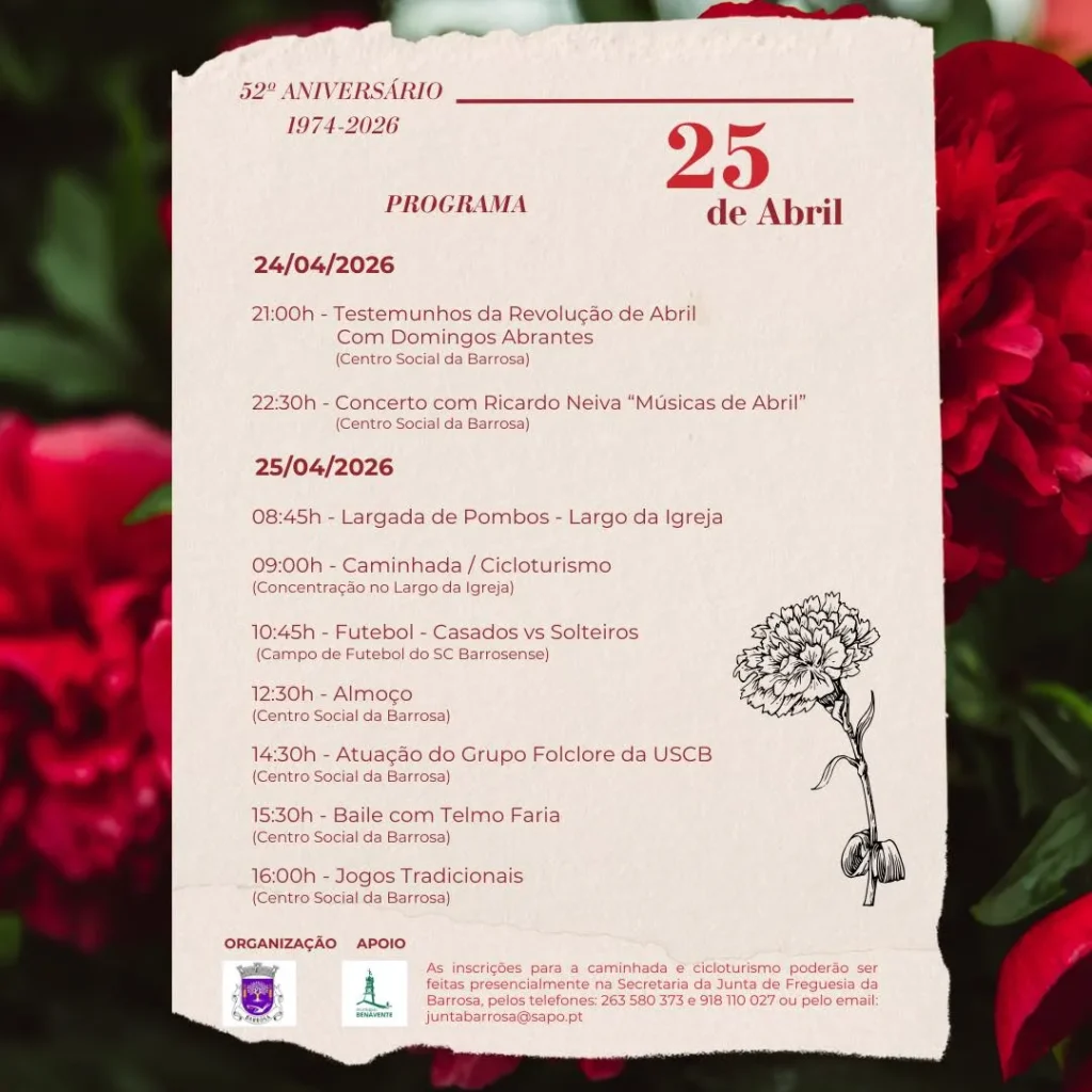 Concertos do 25 de Abril 2026 em Barrosa
