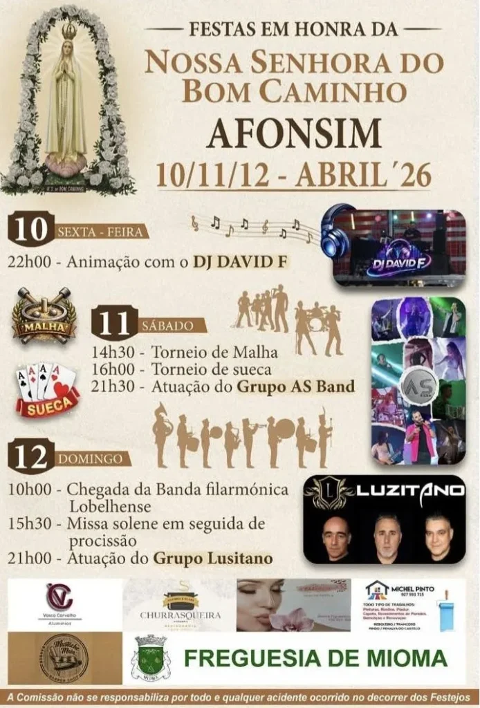 Festas de Afonsim, Mioma (Senhora do Bom Caminho) 2026