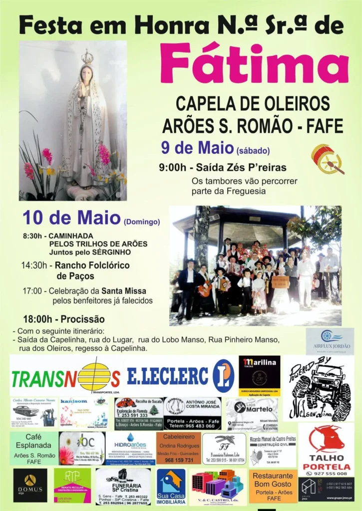 Festas de Arões São Romão, Fafe (Senhora de Fátima) 2026