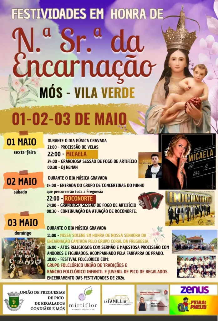 Festas de Mós, Vila Verde (Senhora da Encarnação) 2026