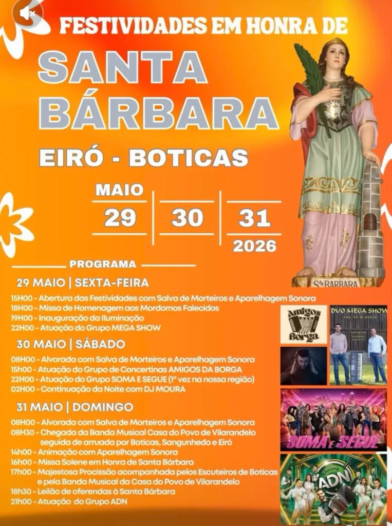 Festas de Eiró, Boticas (Santa Bárbara) 2026