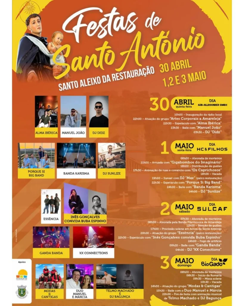 Festas de Santo Aleixo da Restauração (Santo António) 2026
