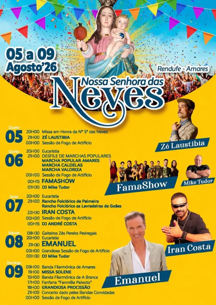 Festas de Rendufe, Amares (Senhora das Neves) 2026