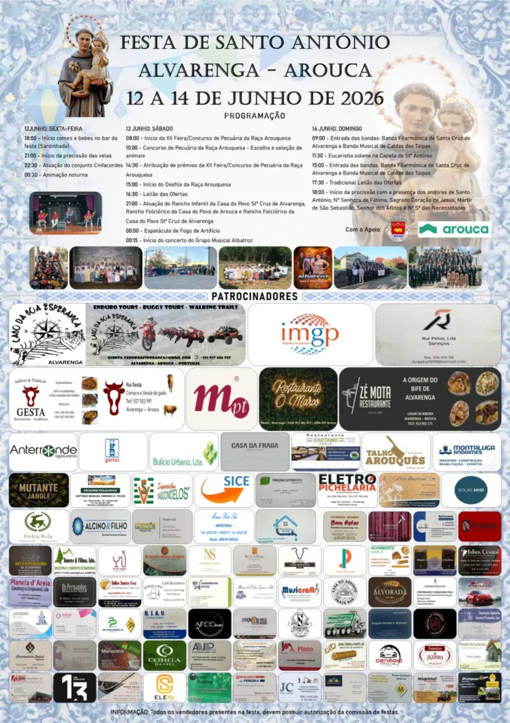 Festas de Alvarenga, Arouca (Santo António) 2026