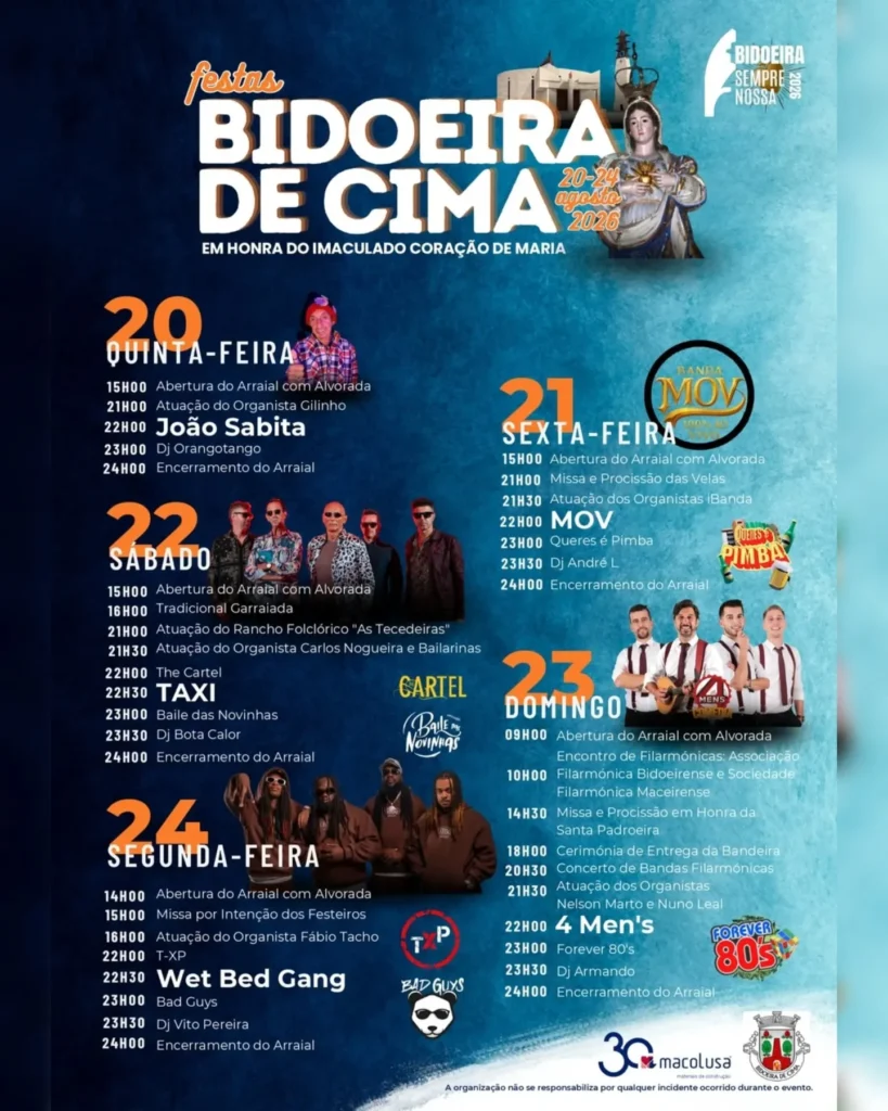 Festas de Bidoeira de Cima (Coração de Maria) 2026