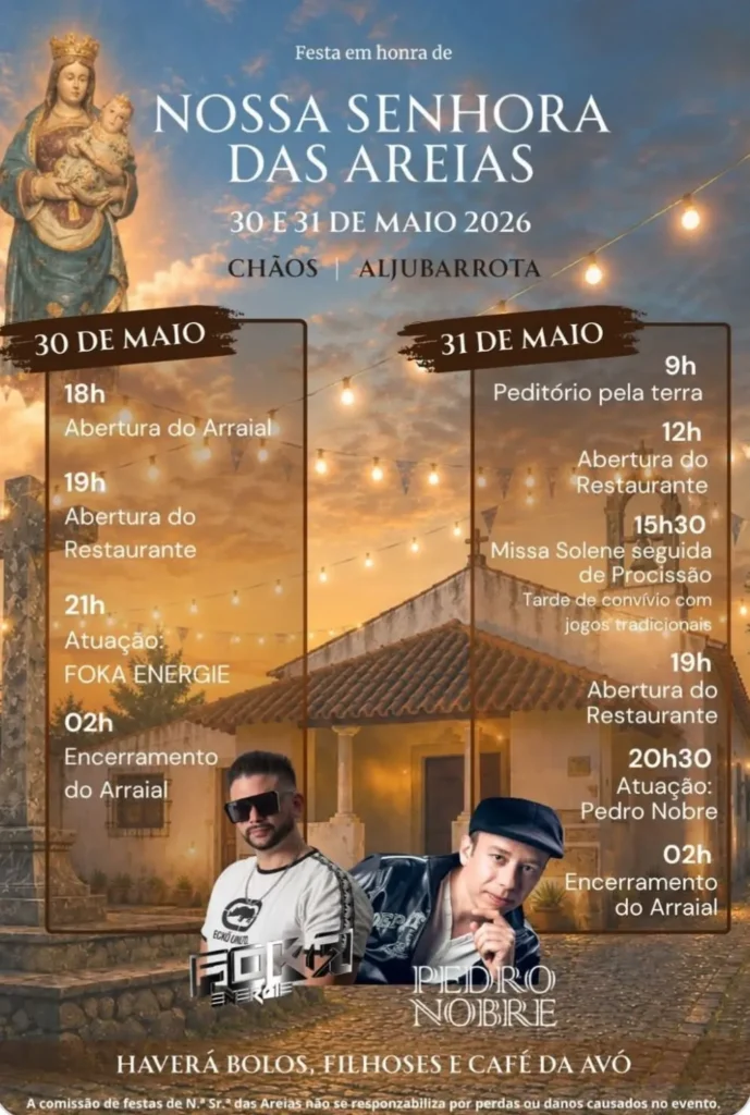 Festas de Chãos, Aljubarrota (Senhora das Areias) 2026
