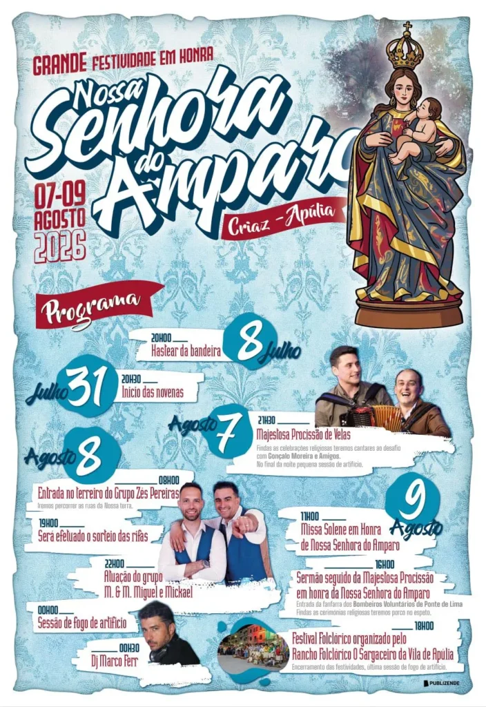 Festas de Criaz, Apúlia (Senhora do Amparo) 2026