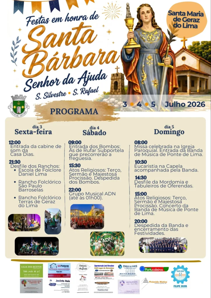 Festas de Santa Maria de Geraz do Lima (Santa Bárbara) 2026