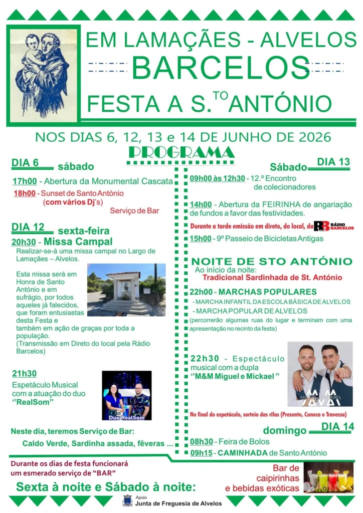 Festas de Lamaçães, Alvelos (Santo António) 2026