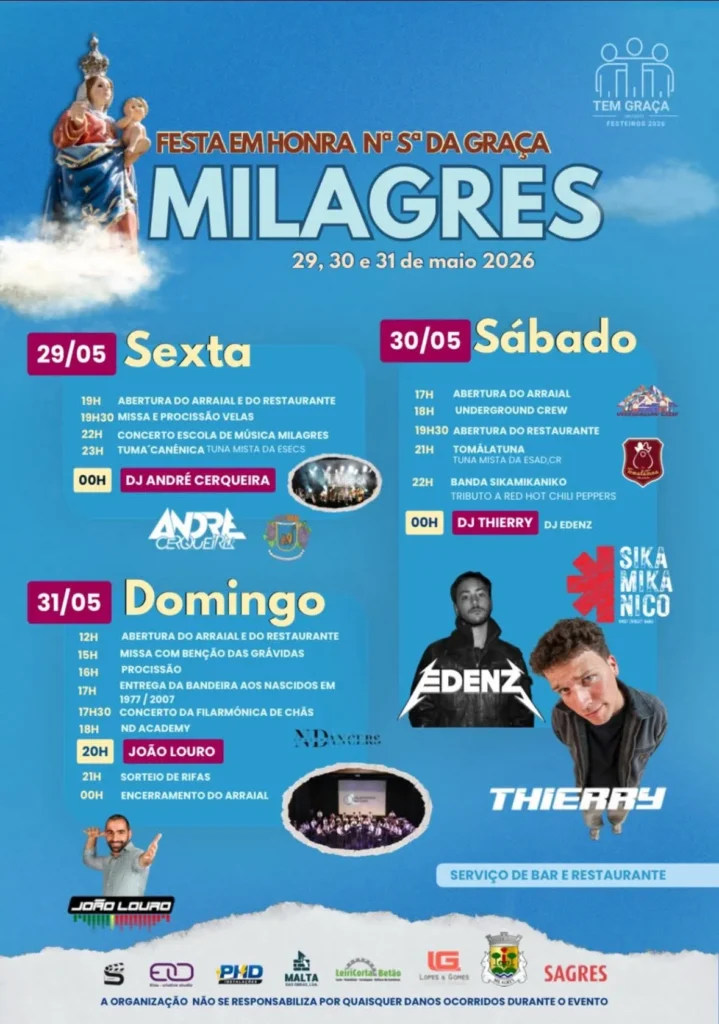 Festas de Milagres (Senhora da Graça) 2026