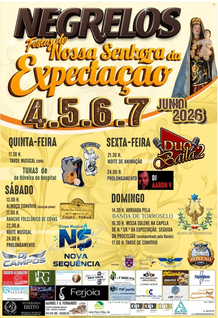 Festas de Negrelos, Oliveira do Hospital (Senhora da Expectação) 2026