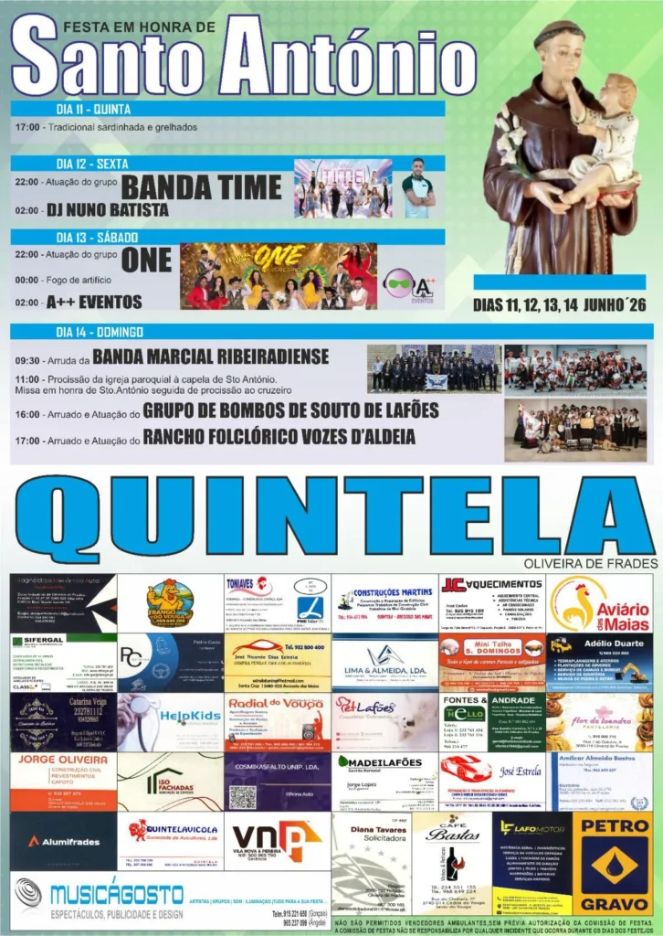 Festas de Quintela, Oliveira de Frades (Santo António) 2026