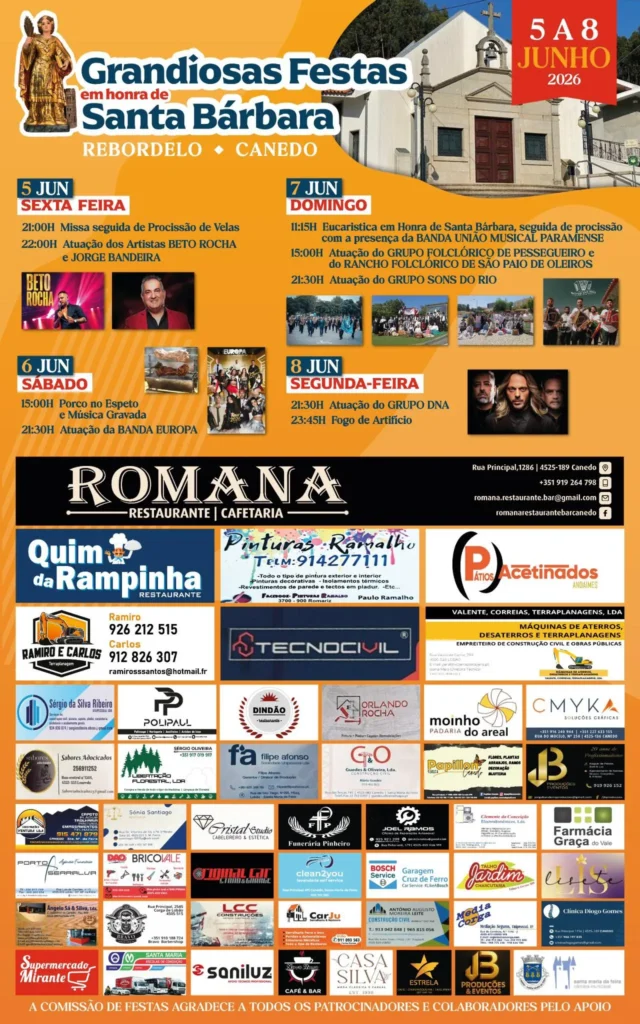 Festas de Rebordelo, Canedo (Santa Bárbara) 2026