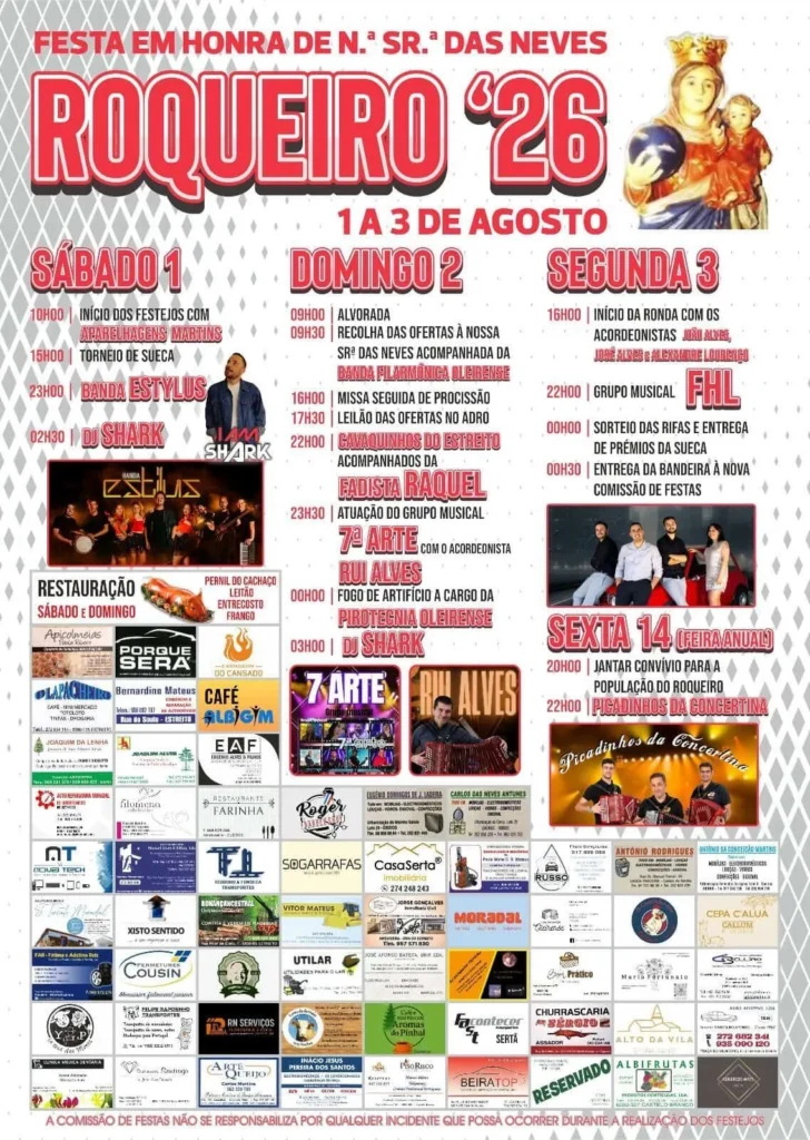 Festas de Roqueiro (Senhora das Neves) 2026