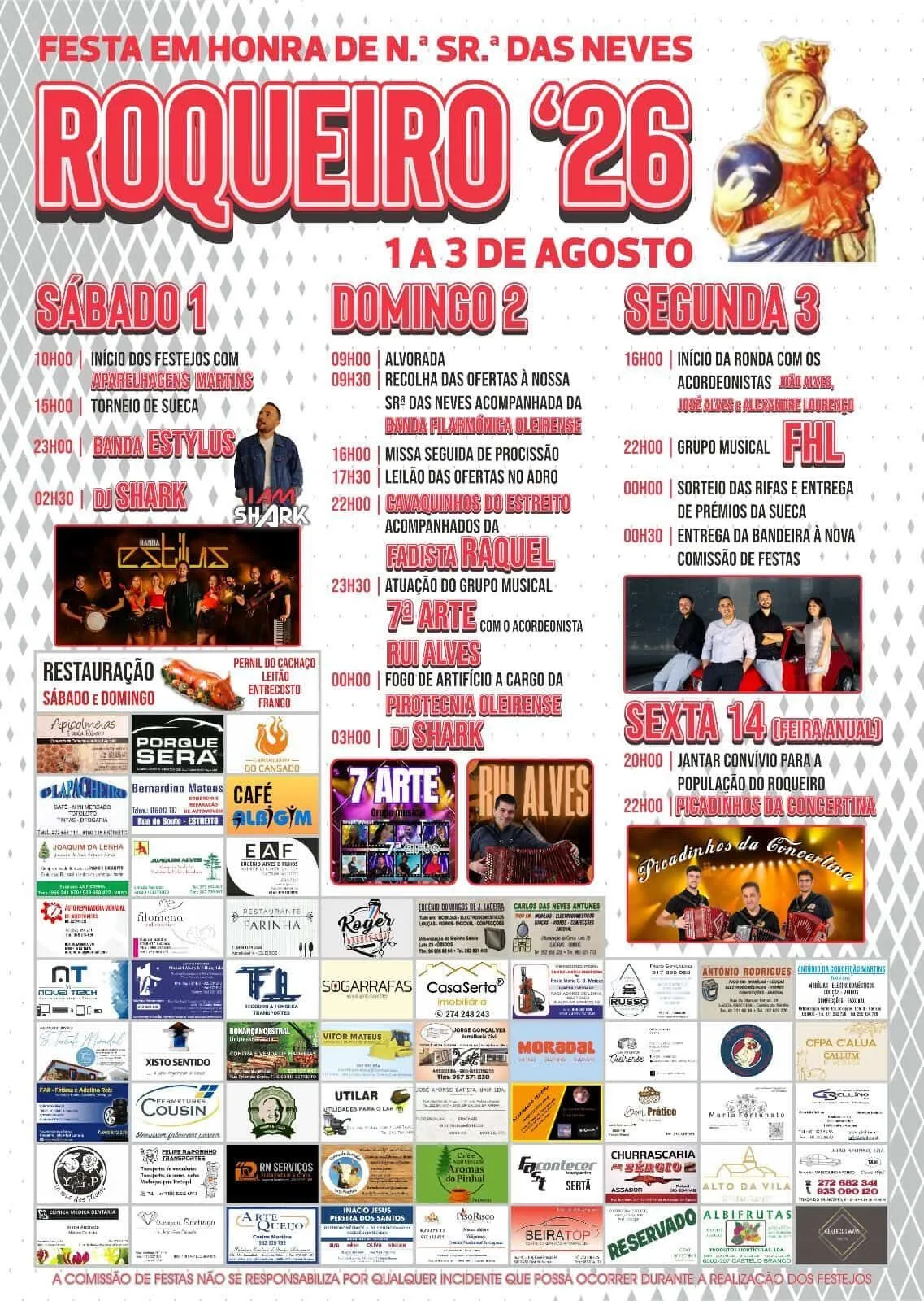 Festas de Roqueiro (Senhora das Neves) 2026