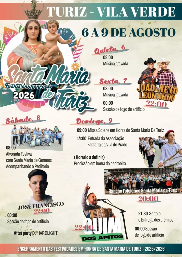 Festas de Turiz, Vila Verde (Santa Maria) 2026