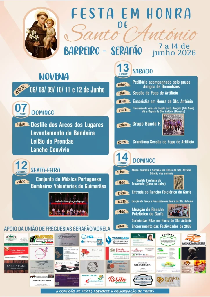 Festas de Barreiro, Serafão (Santo António) 2026