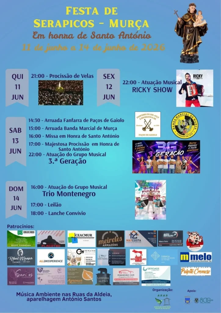 Festas de Serapicos, Murça (Santo António) 2026