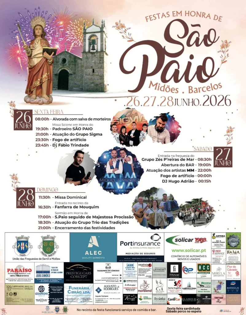Festas de Midões, Barcelos (São Paio) 2026