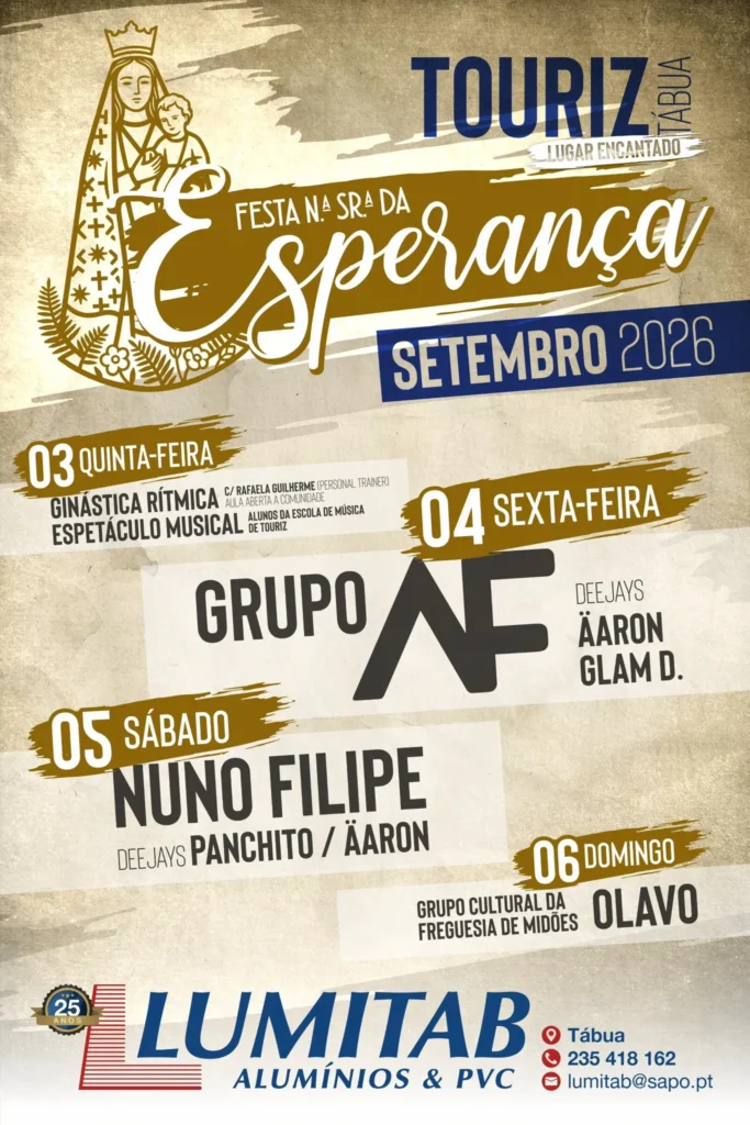Festas de Touriz, Tábua (Senhora da Esperança) 2026