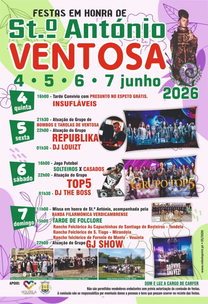 Festas de Ventosa, Vouzela (Santo António) 2026