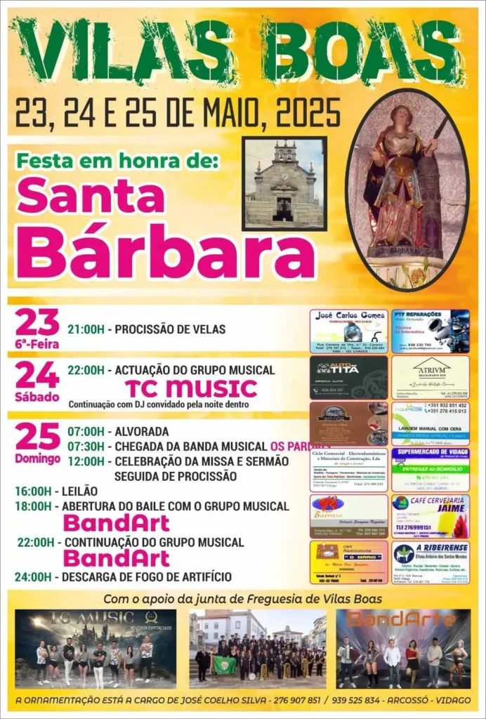 Festas de Vilas Boas, Chaves (Santa Bárbara) 2026