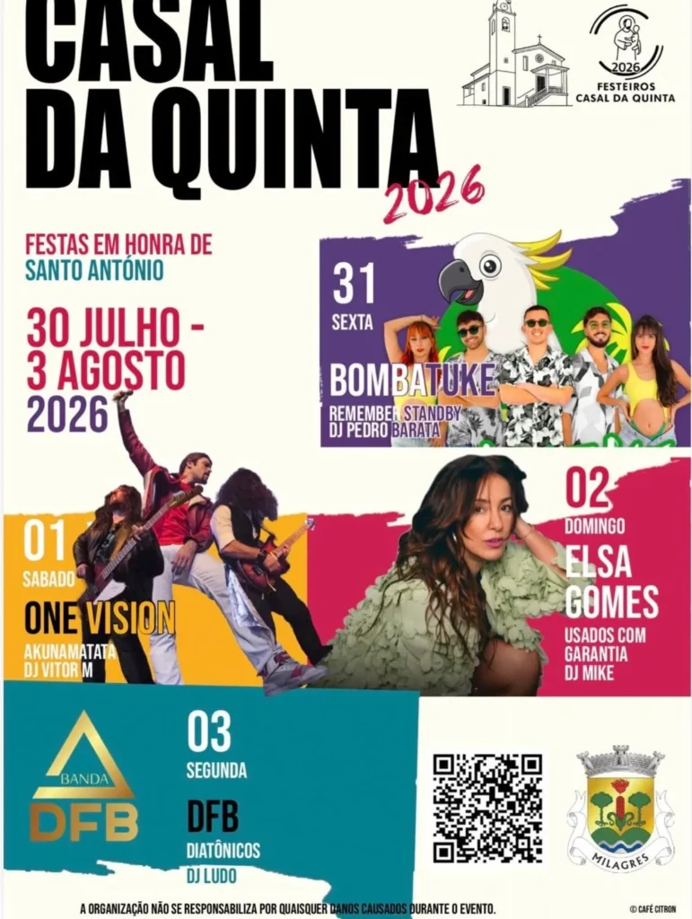 Festas de Casal da Quinta, Milagres (Santo António) 2026