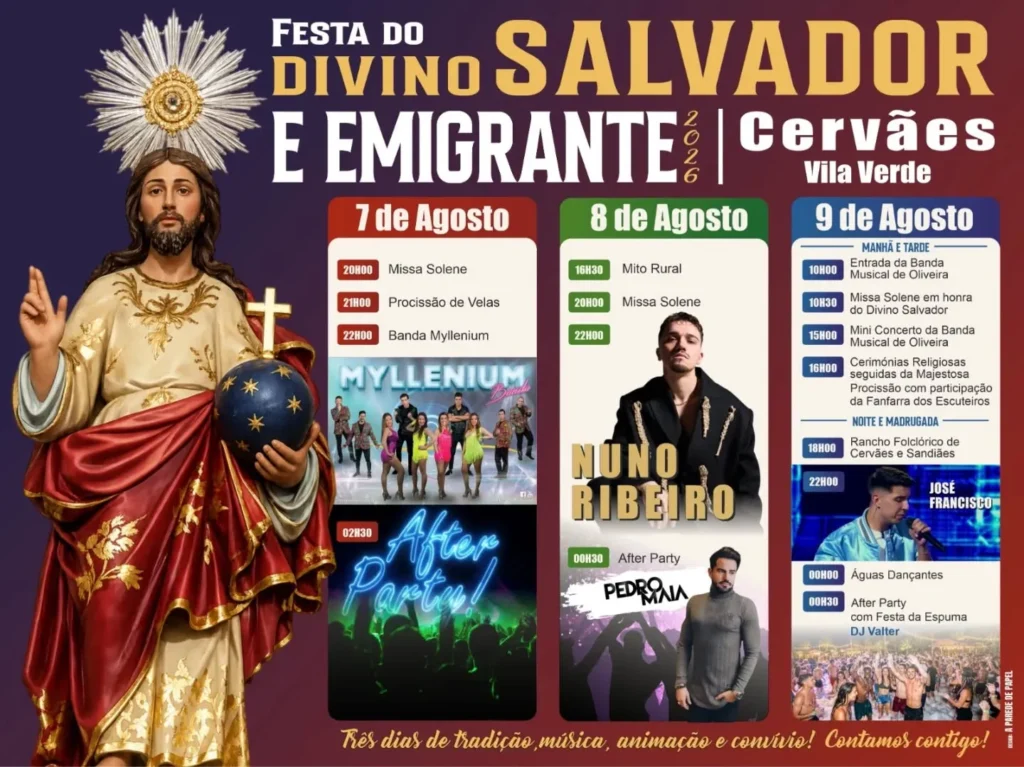 Festas de Cervães, Vila Verde (Divino Salvador) 2026