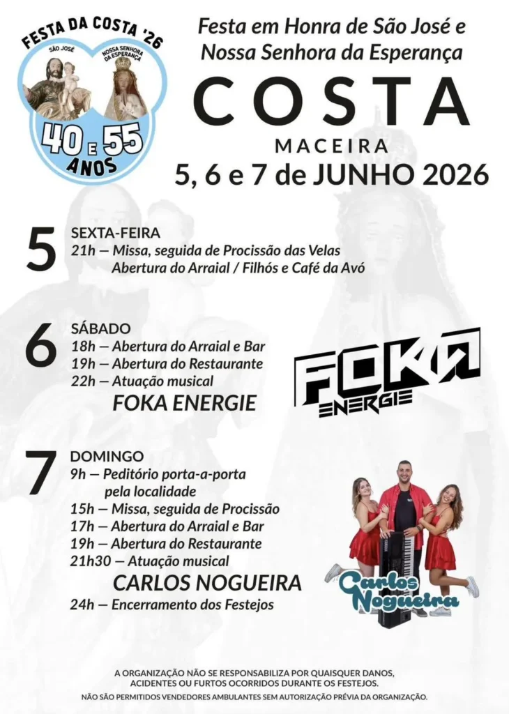 Festas de Costa, Maceira (Senhora da Esperança) 2026