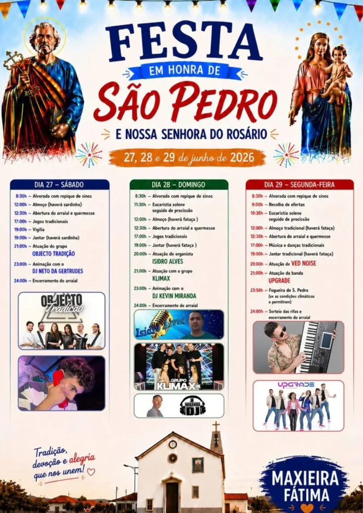 Festas de Maxieira, Fátima (São Pedro) 2026