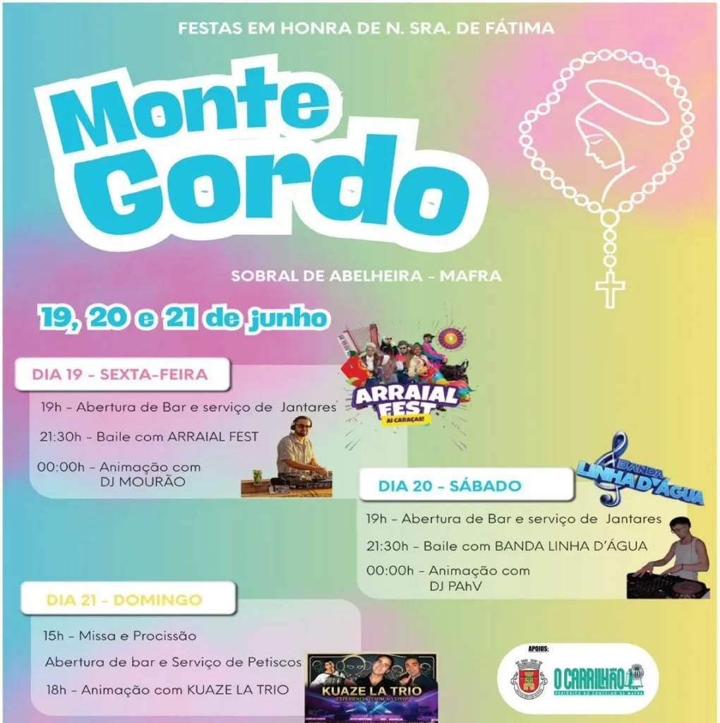 Festas de Monte Gordo, Mafra (Senhora de Fátima) 2026