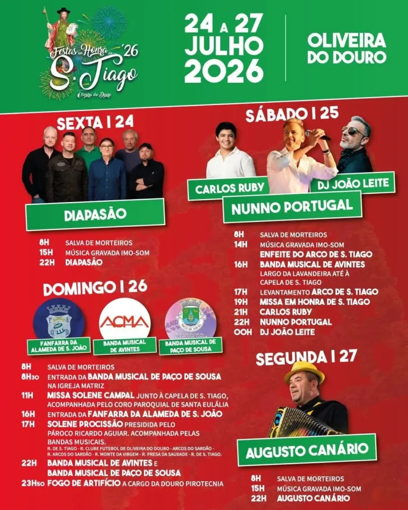 Festas de Oliveira do Douro (São Tiago) 2026